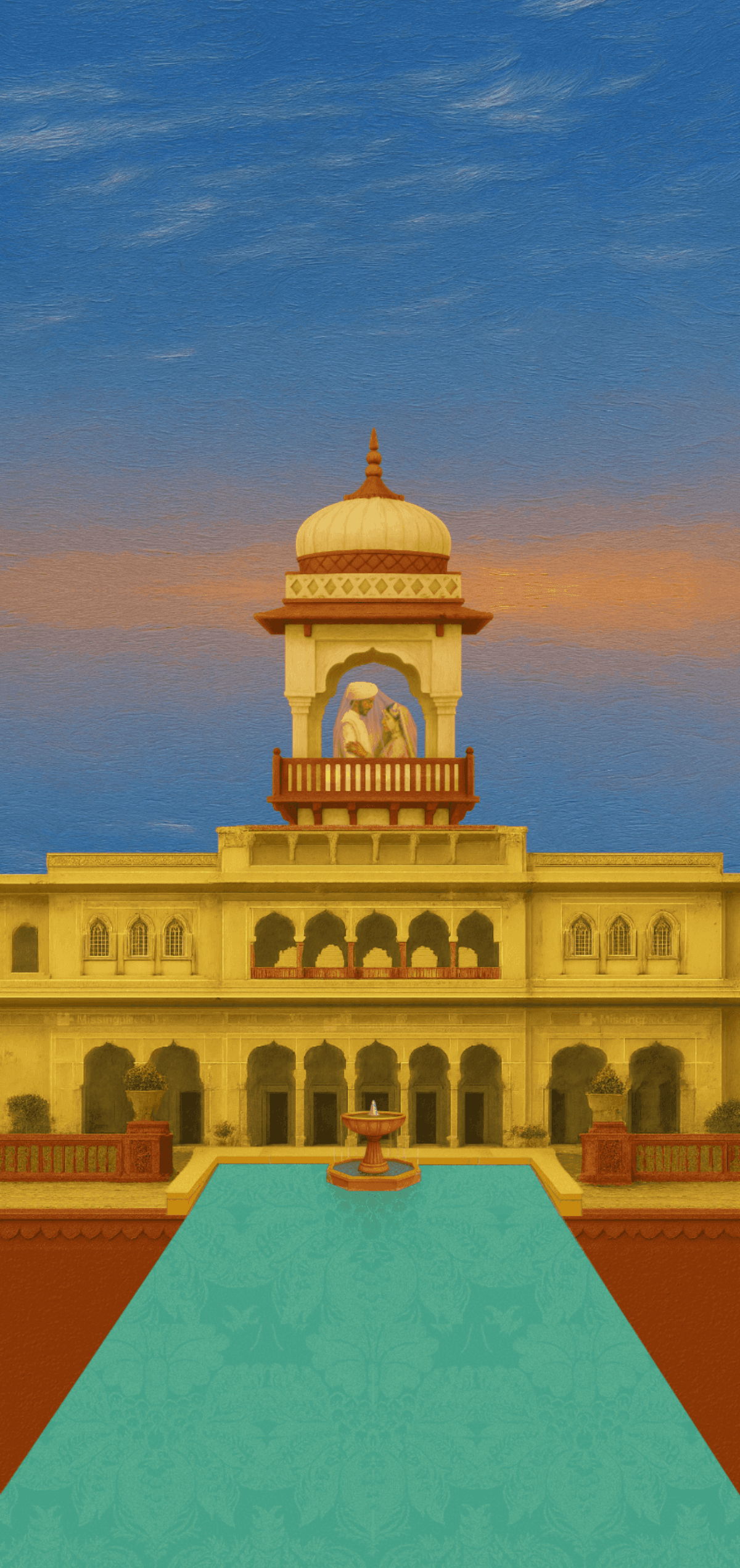 Mayank and Suhani wedding invitation with palace background